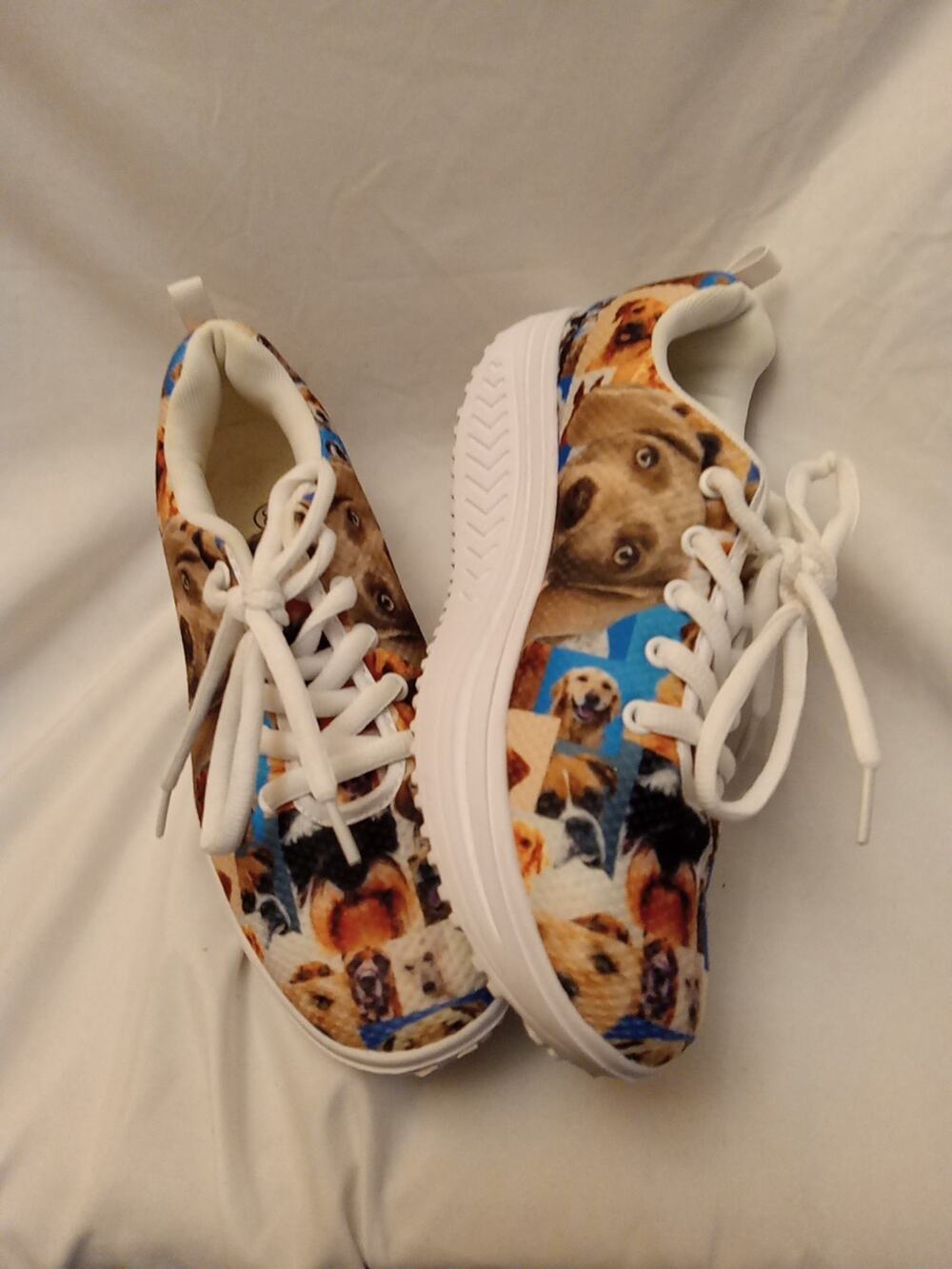 Dog Breeds Shoes Women' Size 38 Multi Color White Dog Lover Poodle Pug Lab